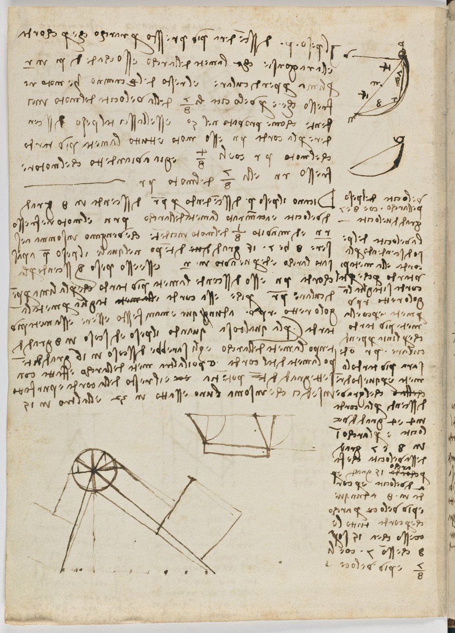 Código sobre el vuelo de los pájaros, c. 1505-06, manuscrito en papel, cc. 18, hoja 1 verso de Leonardo da Vinci
