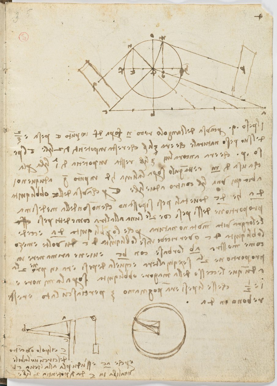 Código sobre el vuelo de los pájaros, c. 1505-06, manuscrito en papel, cc. 18, hoja 4 recto de Leonardo da Vinci