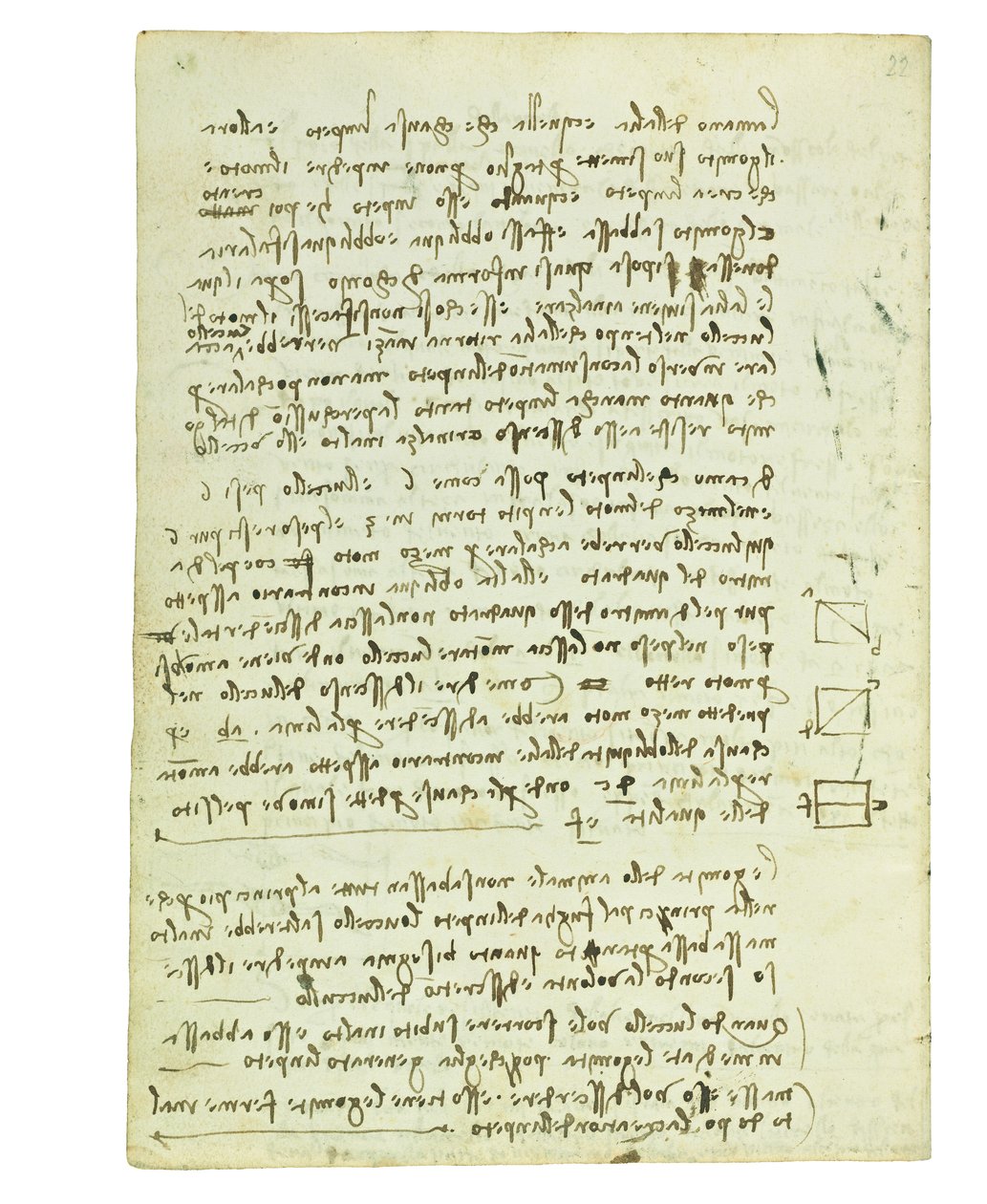 Códice sobre el vuelo de los pájaros, Folio 14 verso de Leonardo da Vinci