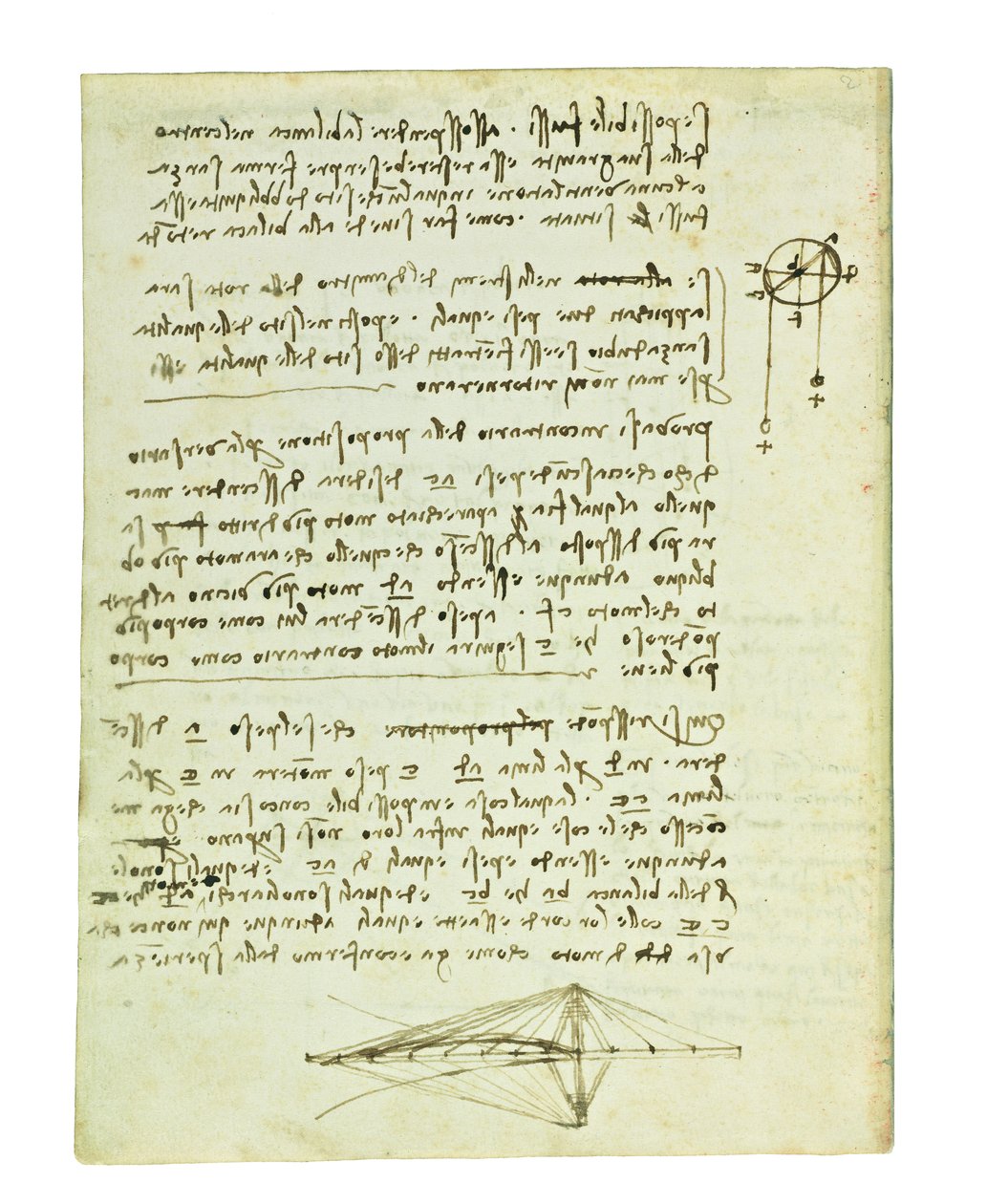 Códice sobre el vuelo de los pájaros, Folio 2 verso de Leonardo da Vinci