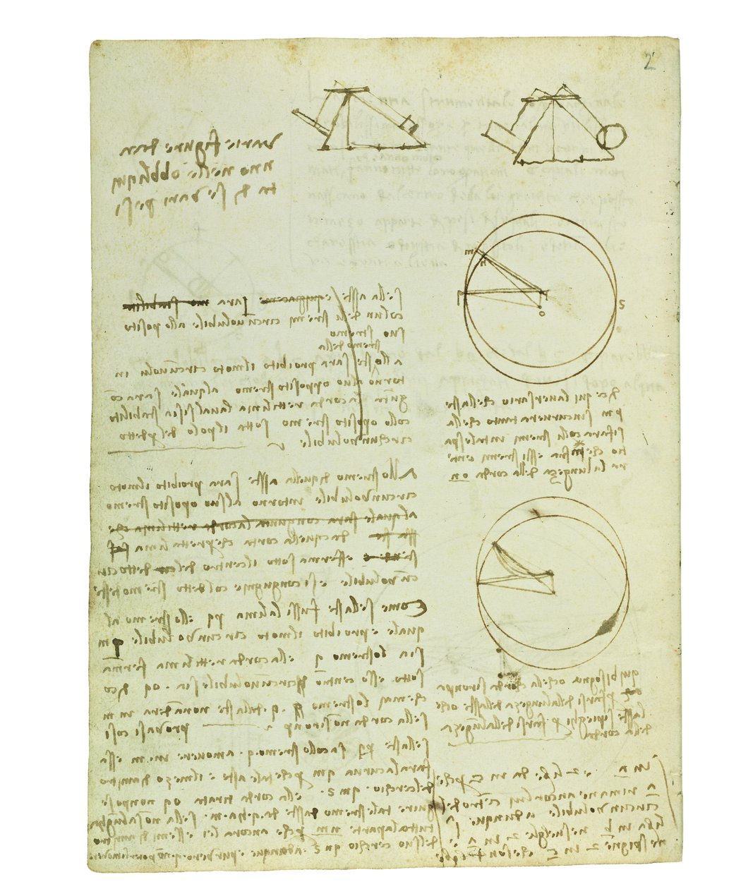 Códice sobre el vuelo de los pájaros, Folio 3 verso de Leonardo da Vinci