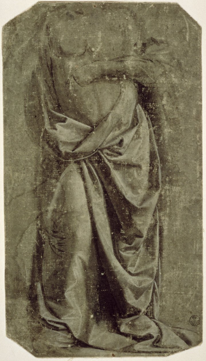 Estudio de drapeado para una figura de pie vista desde el frente de Leonardo da Vinci