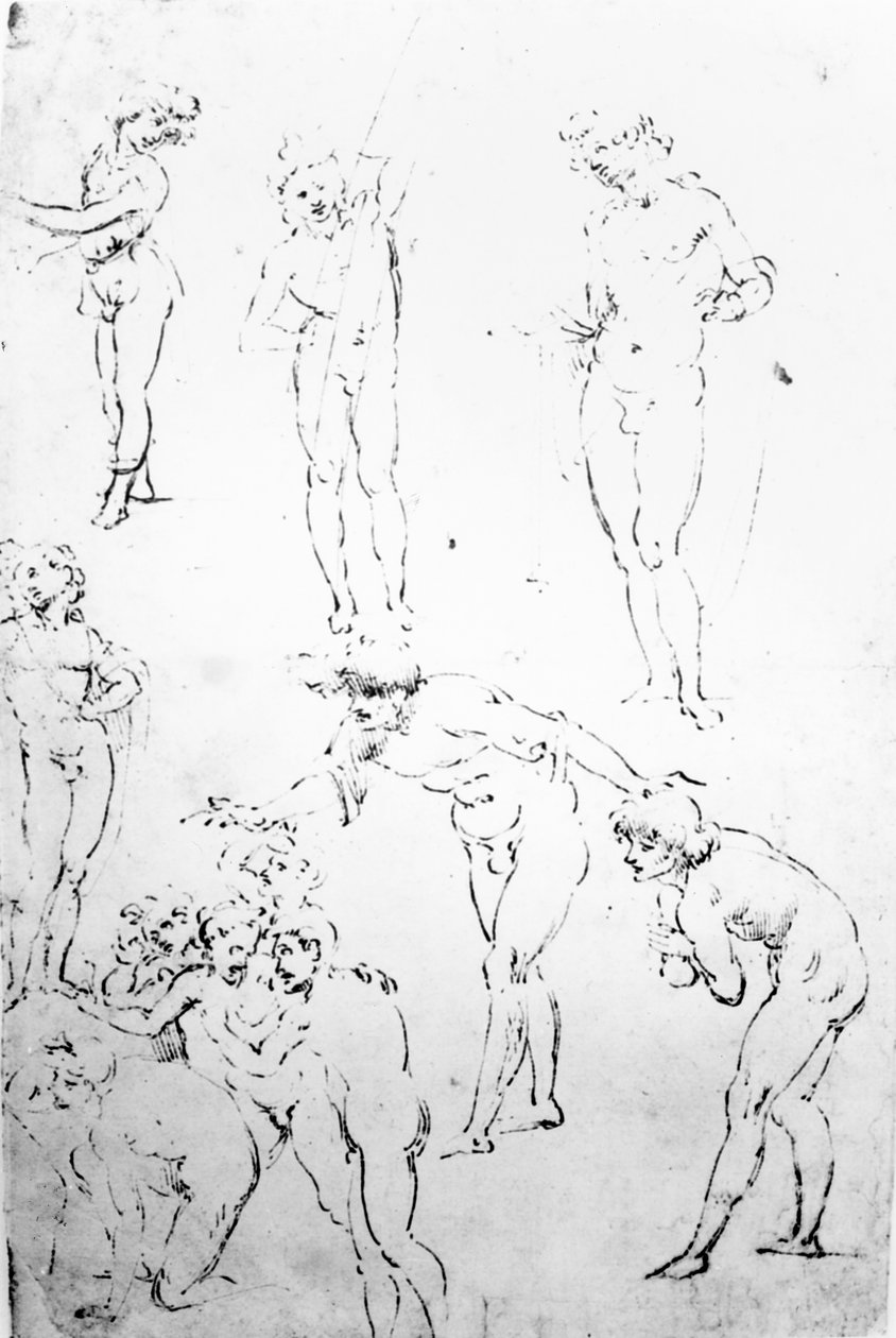 Estudios figurativos para la Adoración de los Magos, c.1481 de Leonardo da Vinci