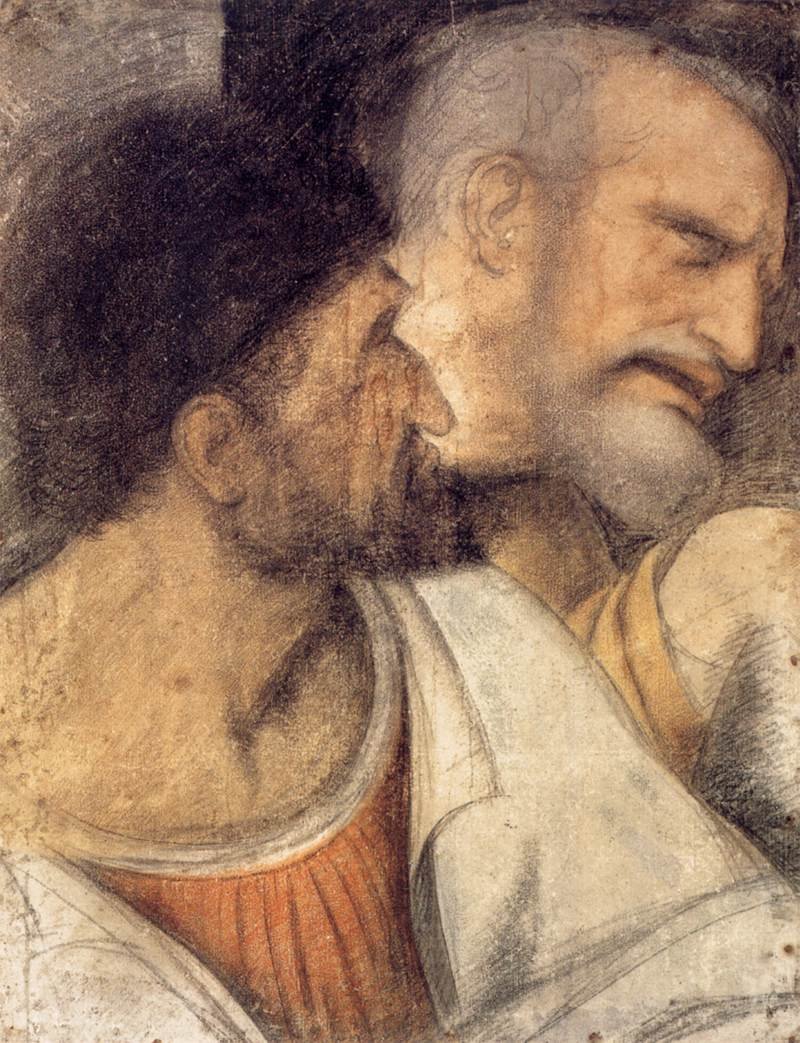 Cabezas de Judas y Pedro de Leonardo da Vinci
