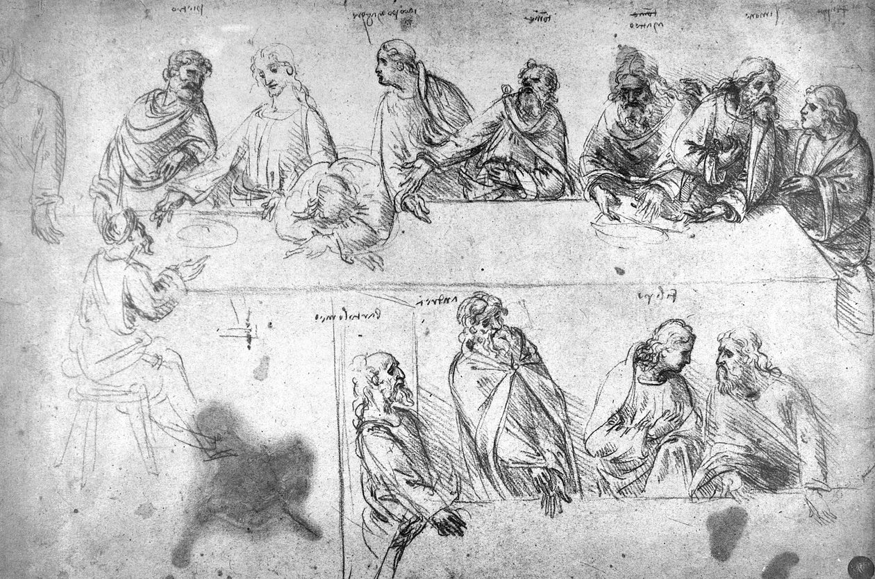 Dibujo preparatorio para la Última Cena de Leonardo da Vinci