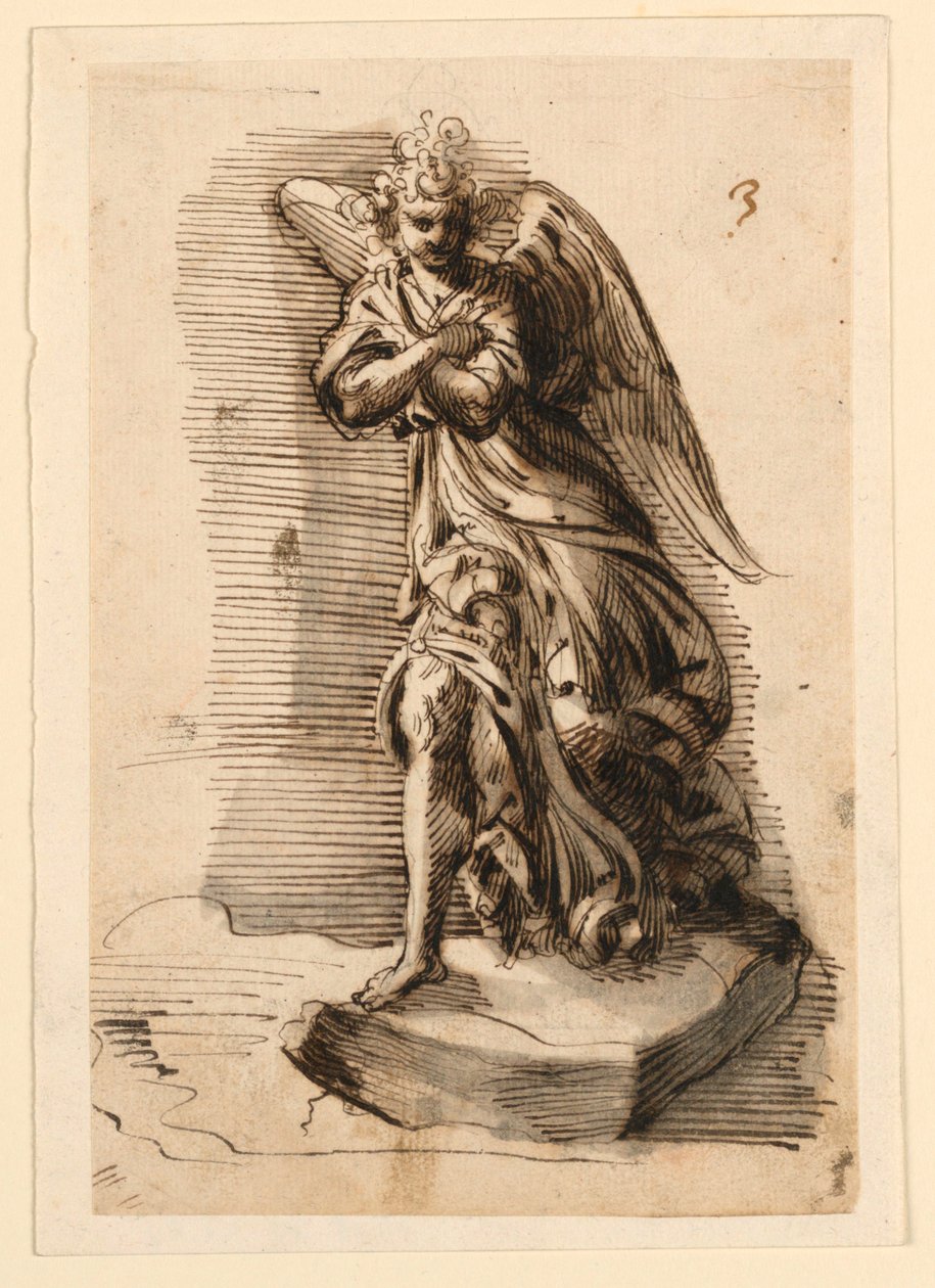 Diseño para Escultura: Ángel en Adoración de Leonardo Scaglia