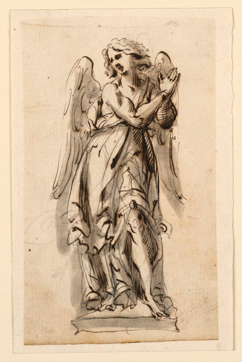 Diseño para escultura, ángel en adoración de Leonardo Scaglia