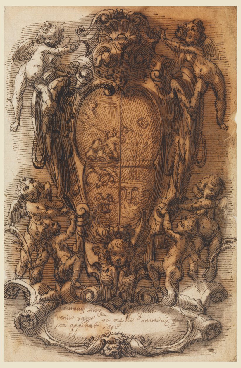Diseño de escudo con escudo de armas de Leonardo Scaglia