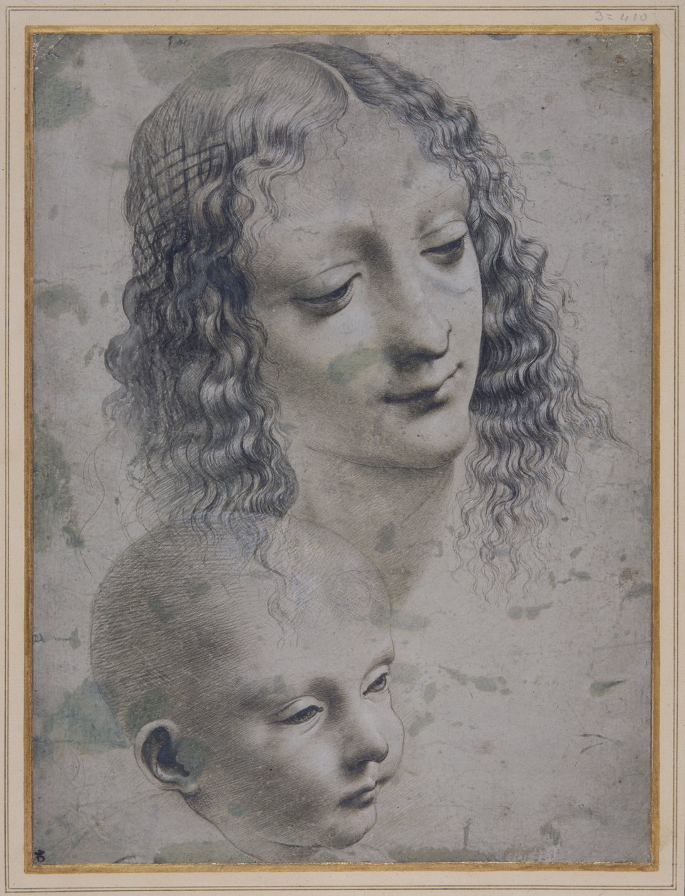 La cabeza de una mujer y la cabeza de un bebé de Leonardo da (follower of) Vinci