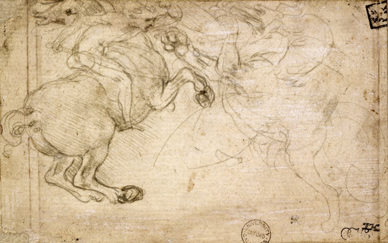 Un jinete en combate con un grifo, siglo XVI de Leonardo da Vinci
