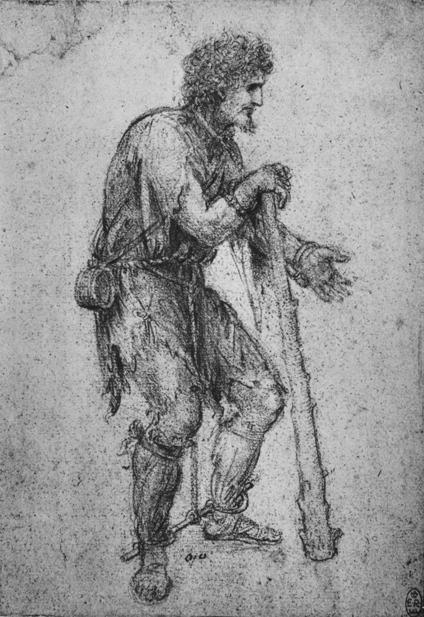 Un hombre con un garrote y pies encadenados, c1480 1945 de Leonardo da Vinci