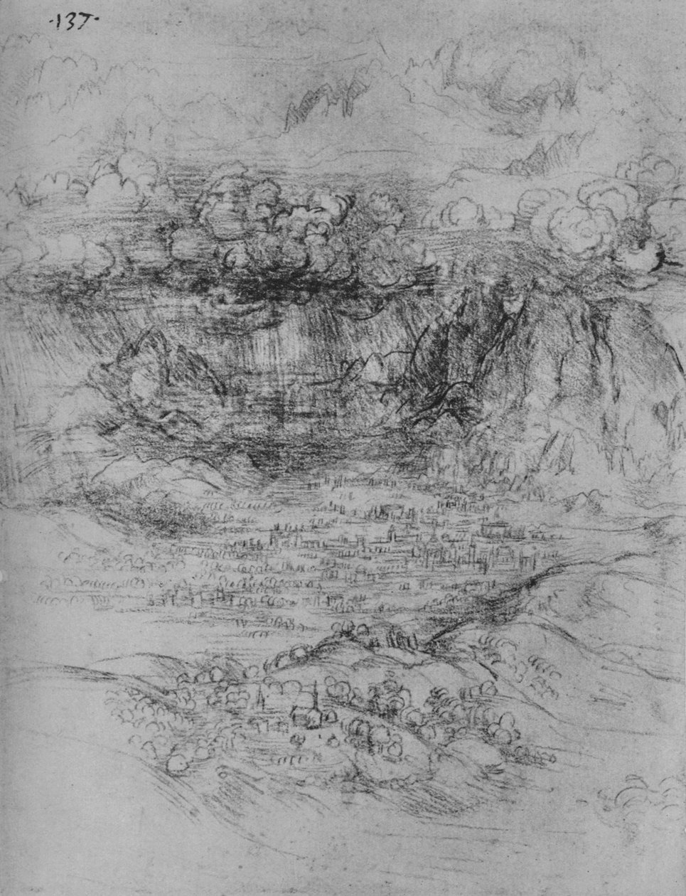 Tormenta sobre un valle alpino de Leonardo da Vinci