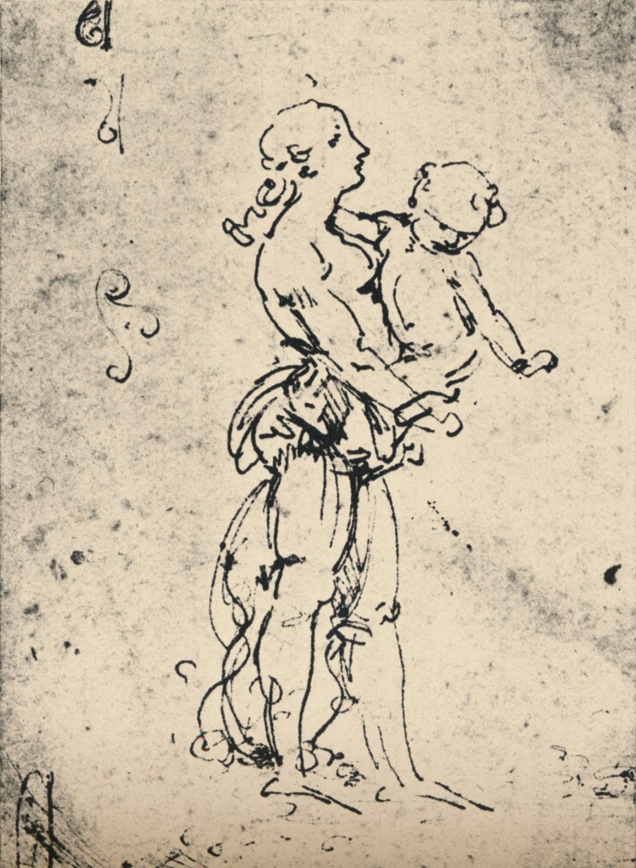 Una mujer llevando a un niño, c. 1481, 1945 de Leonardo da Vinci