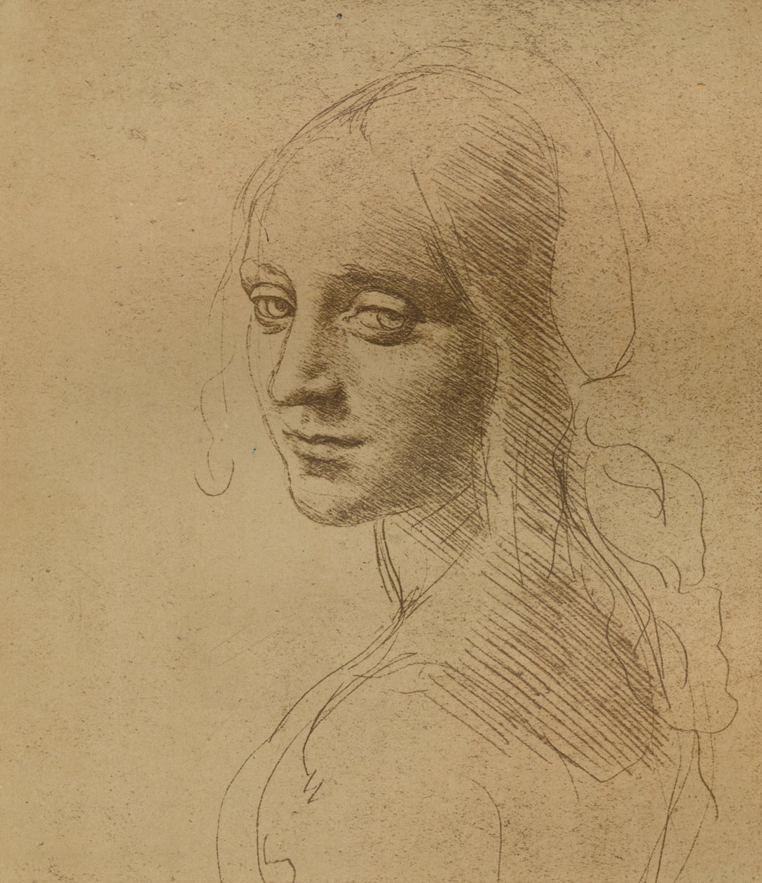 Una cabeza femenina, c1472-c1519 de Leonardo da Vinci