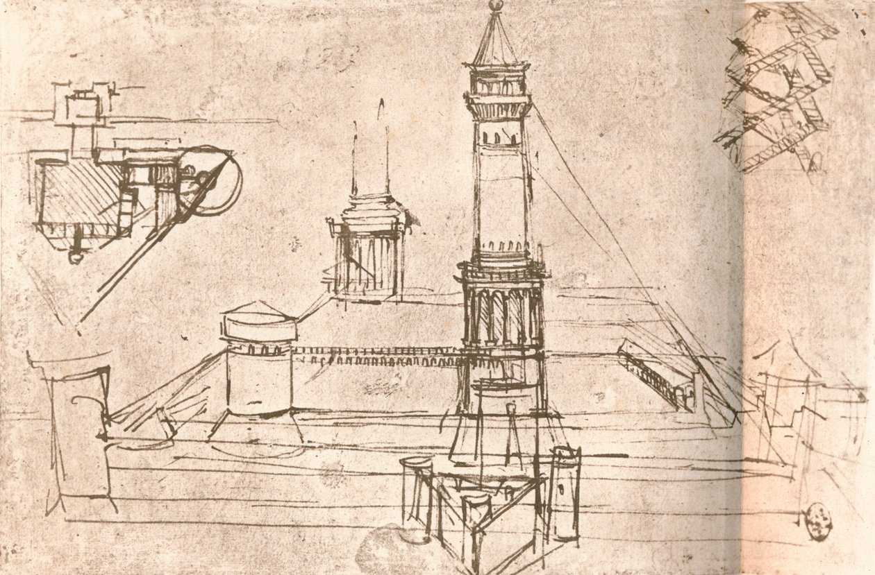 Arquitectura para castillos, c1472-c1519, 1883 de Leonardo da Vinci