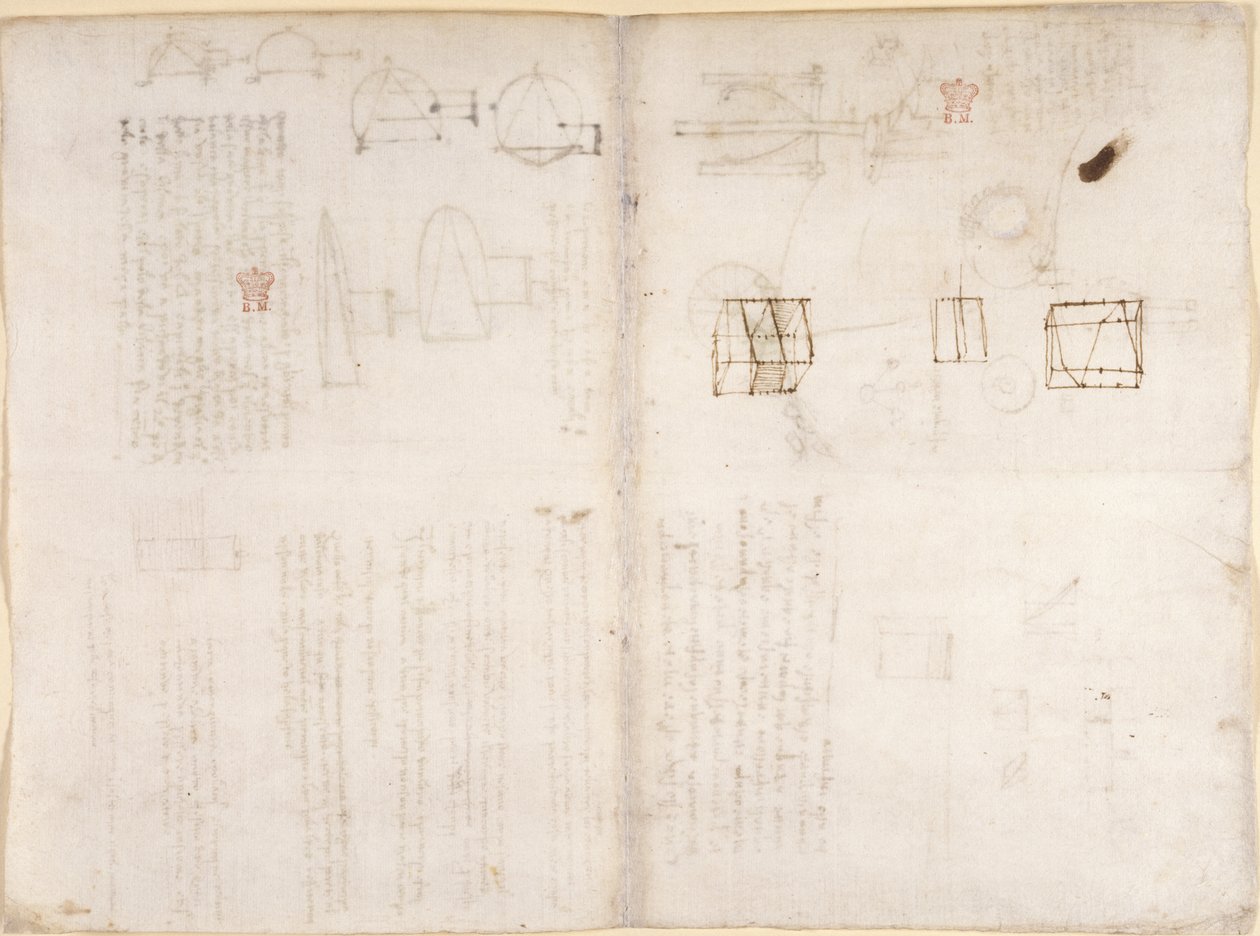 Arundel 263, f.130v, f.133 Página en blanco con diagramas, de 