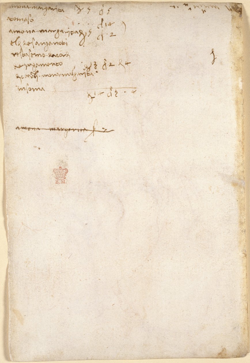 Arundel 263, f.149v, Conteo de facturas domésticas (no de puño y letra de Leonardo) (1504), de 