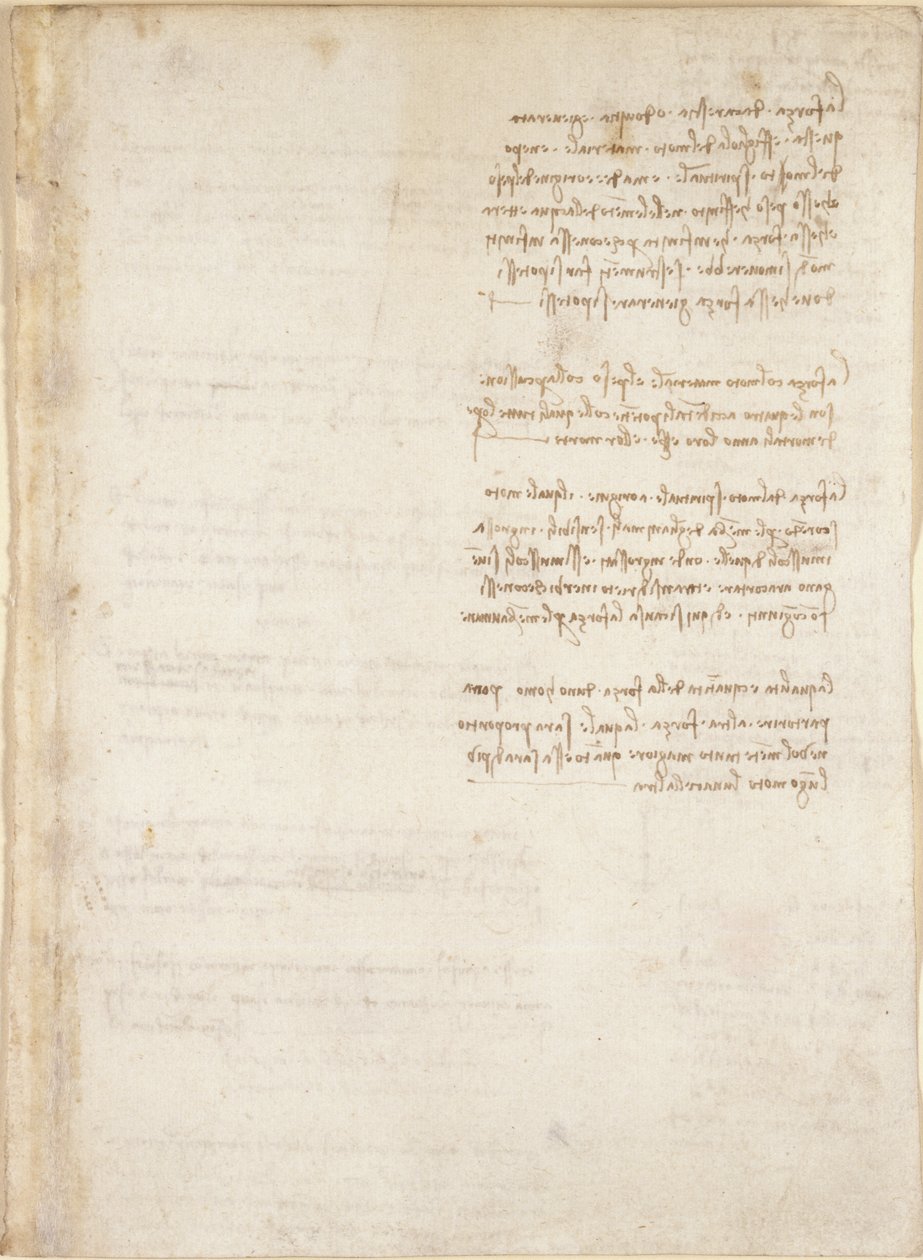 Arundel 263, f.151, notas de Leonardo da Vinci del 