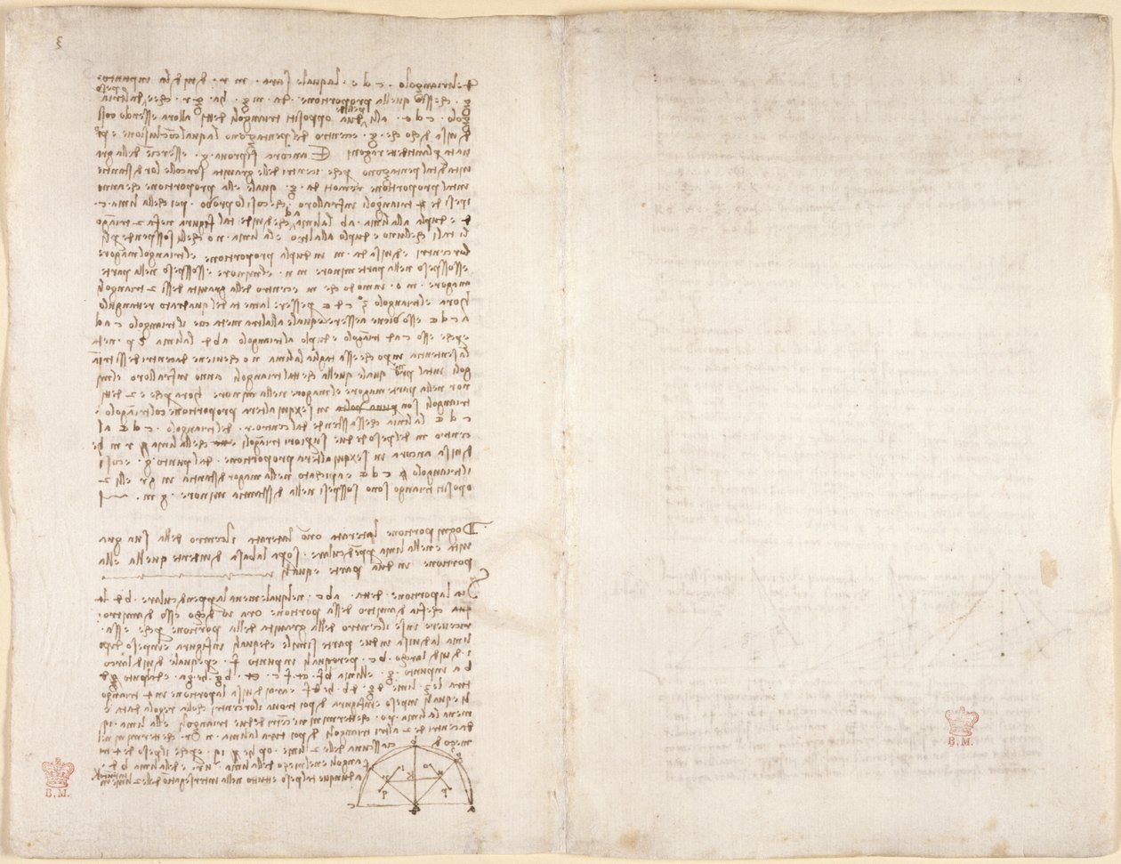 Arundel 263, f.215v, f.218 Notas y diagrama del 
