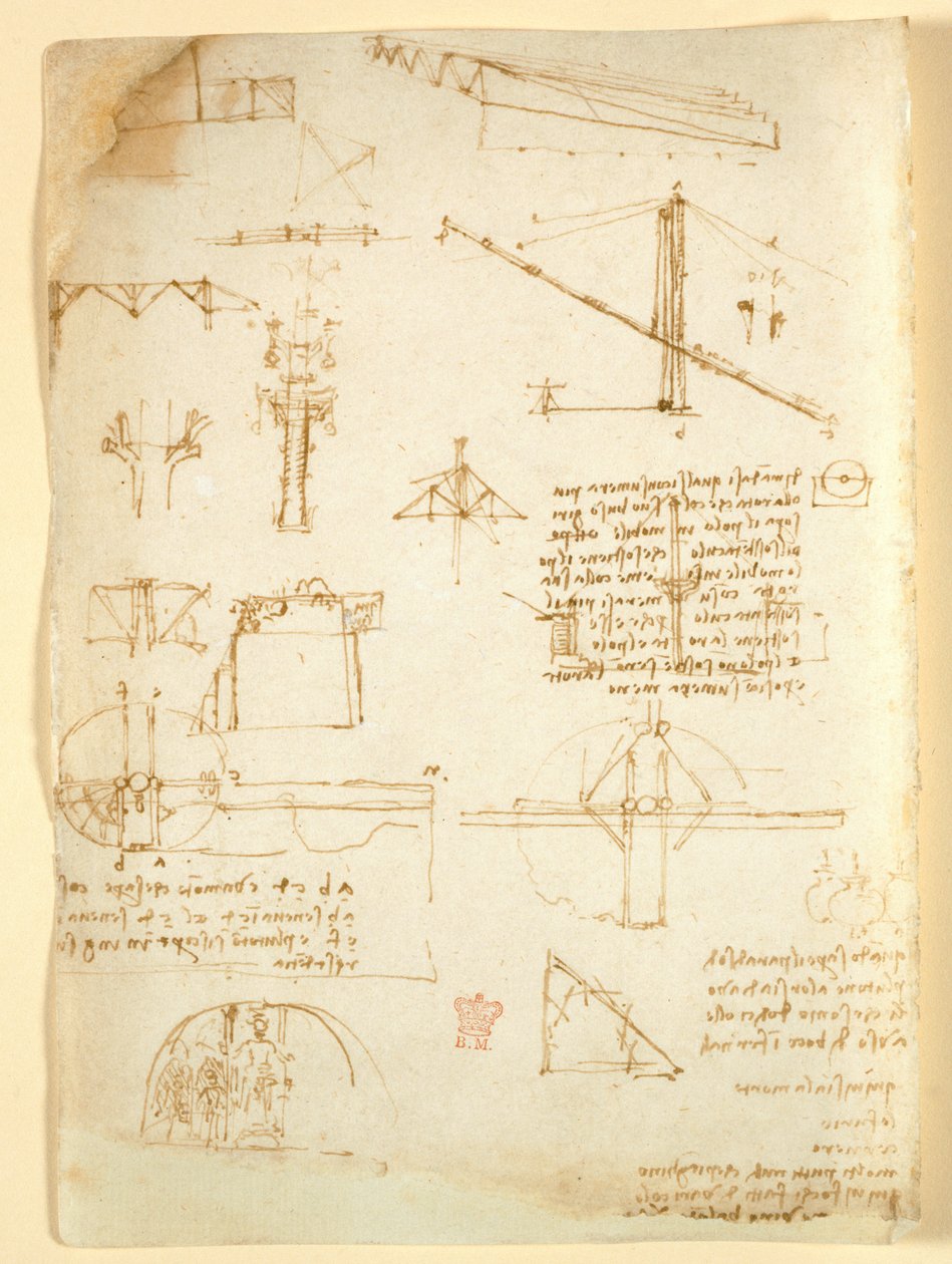 Arundel 263 f.231v, Notas y bocetos sobre mecánica, de 