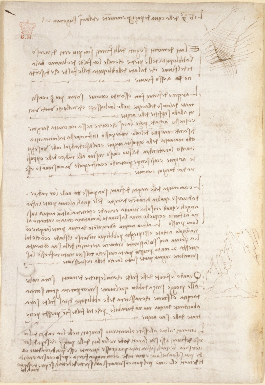 Arundel 263, f.25v Notas y bocetos sobre la erosión causada por el agua, de 