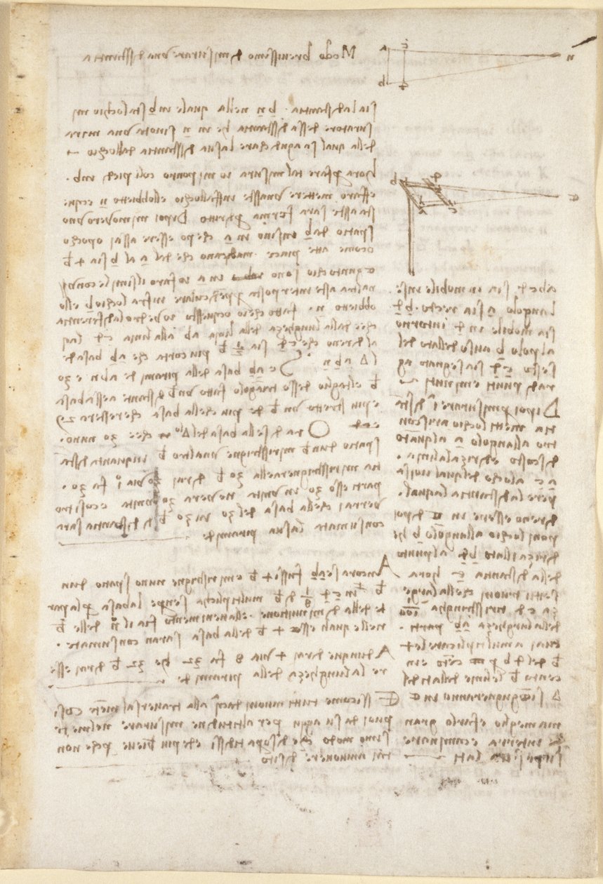 Arundel 263, f.26 Notas y diagramas sobre un método abreviado para medir distancias, de 