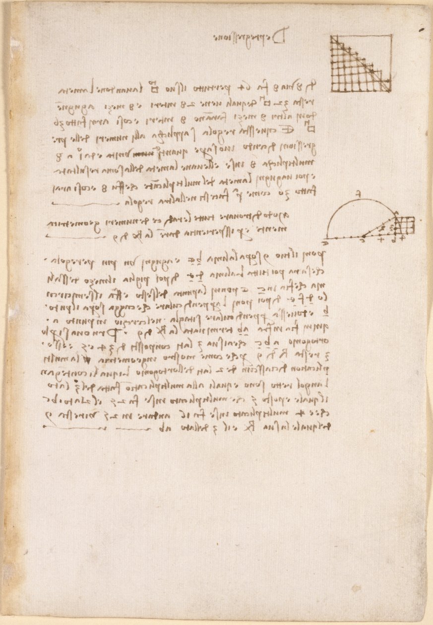 Arundel 263, f.27, Notas y diagramas sobre geometría, titulado 