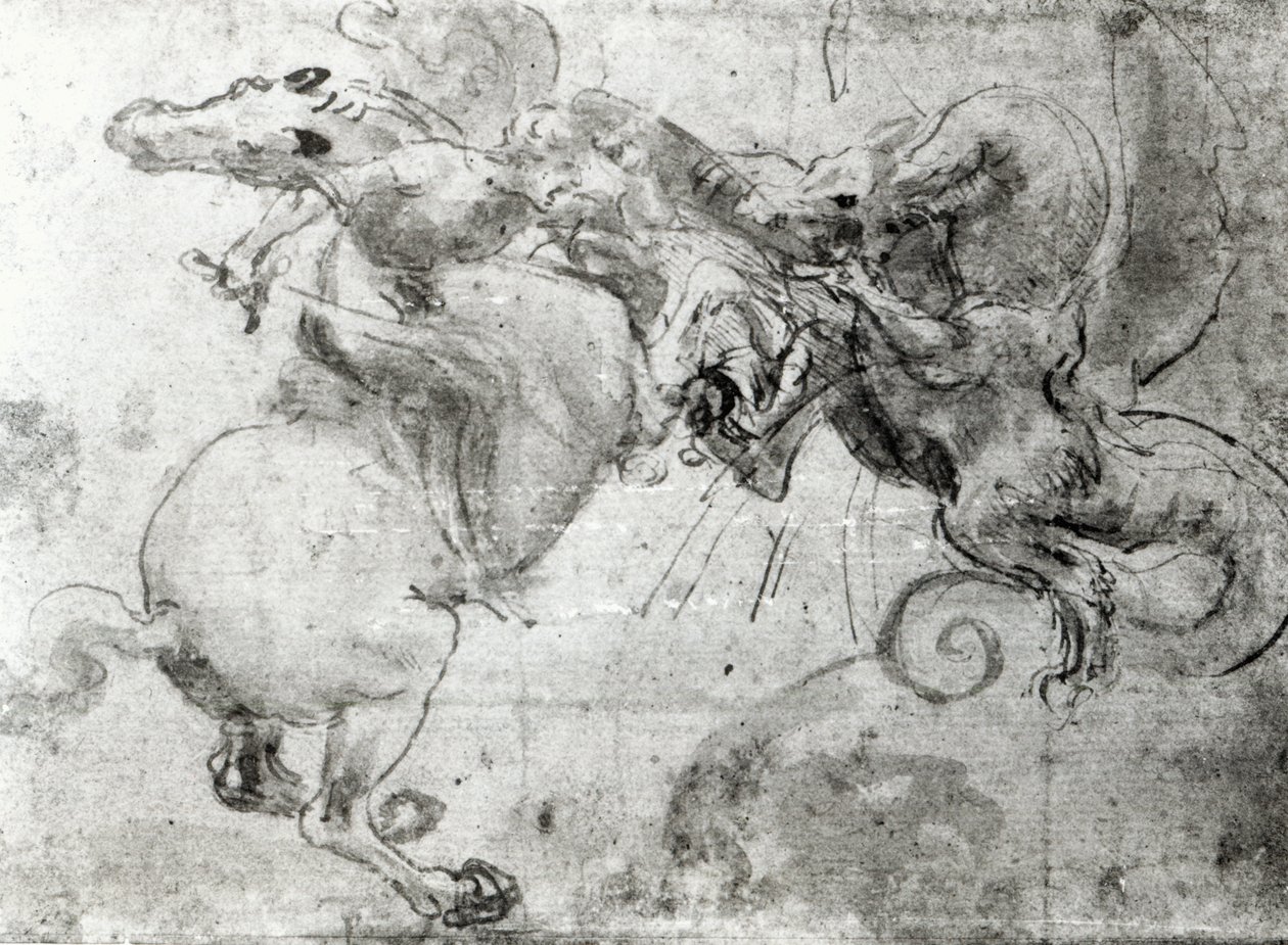 Batalla entre un Jinete y un Dragón, c.1482 de Leonardo da Vinci