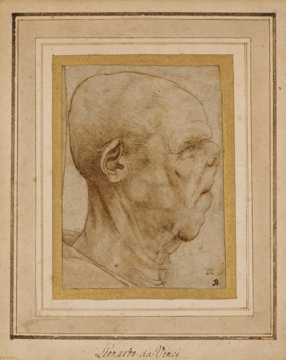 Caricatura de la cabeza de un anciano, de perfil a la derecha, c.1507 de Leonardo da Vinci