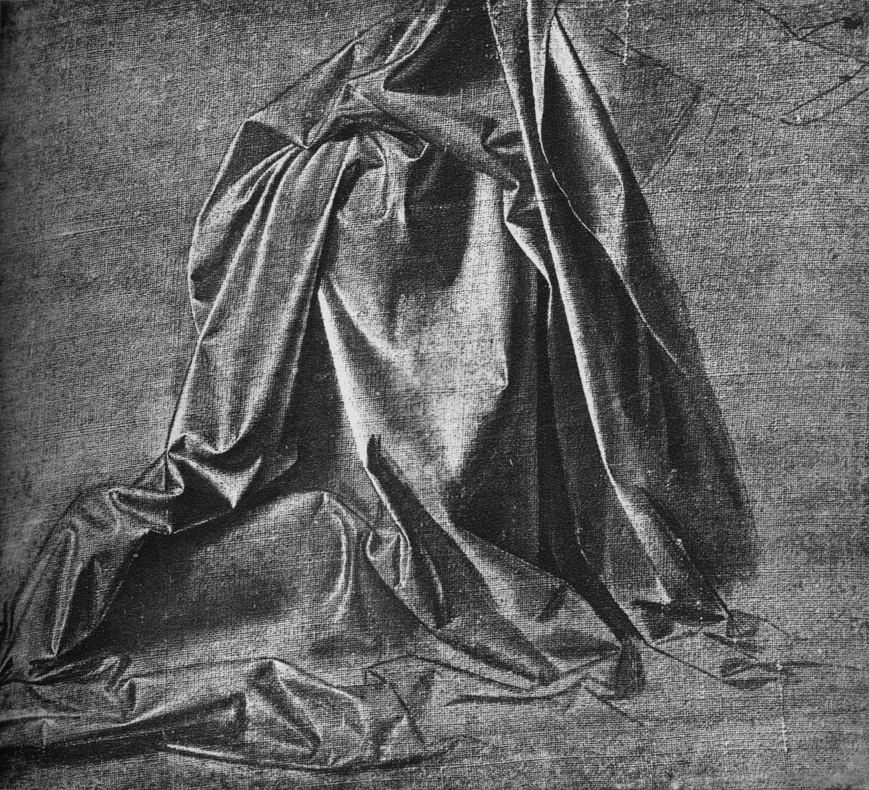 Molde de drapeado para una figura arrodillada a la derecha, c1470 de Leonardo da Vinci