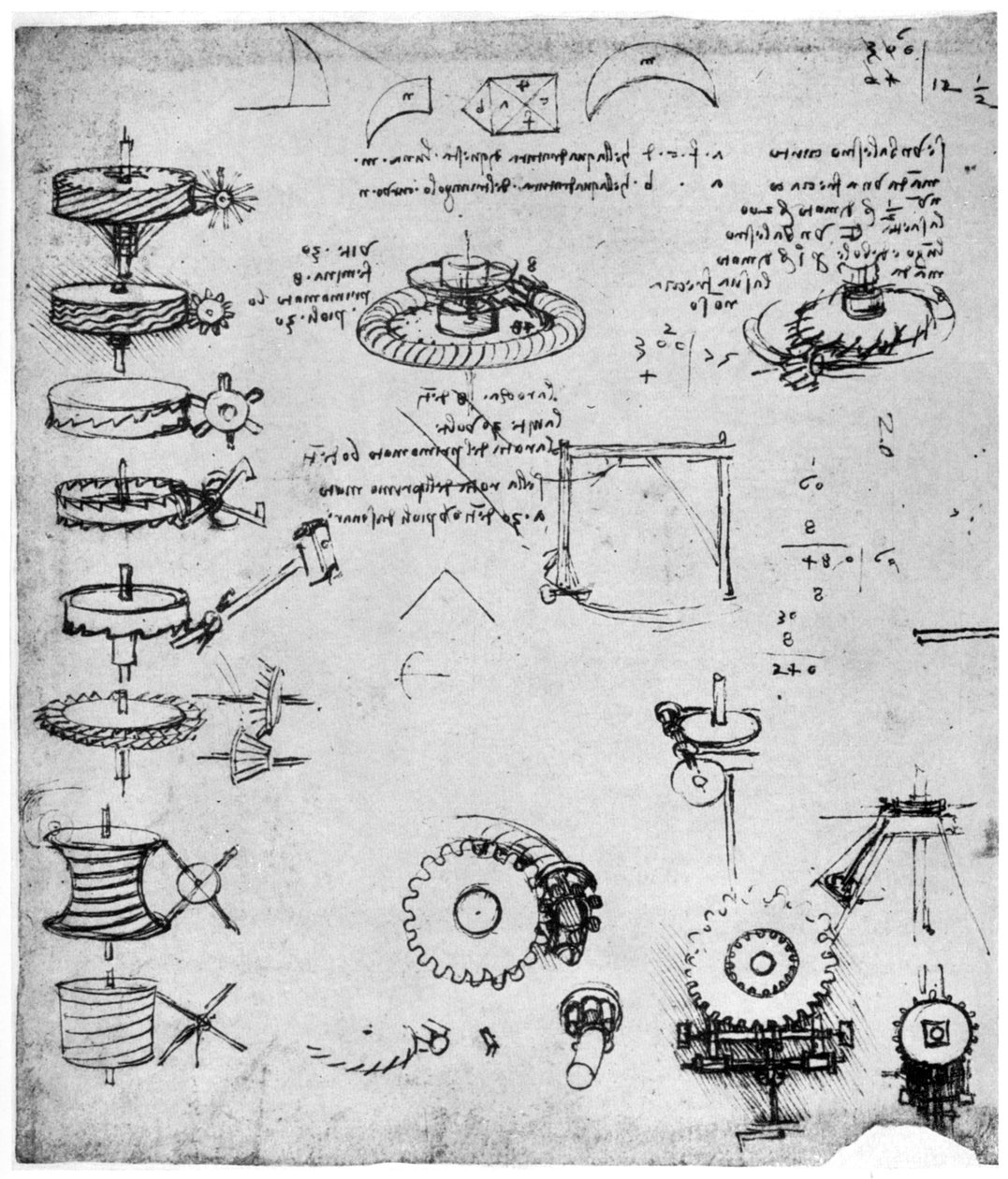 Detalle de ruedas dentadas, finales del siglo XV o principios del XVI, 1954 de Leonardo da Vinci