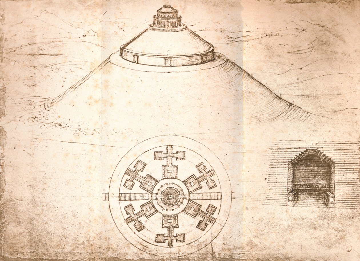 Diseño para un mausoleo de Leonardo da Vinci