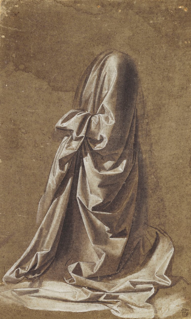 Estudio de drapeado para una figura arrodillada de Leonardo da Vinci