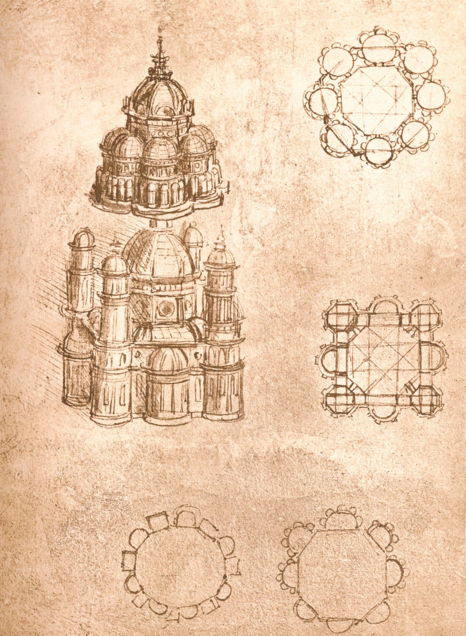 Dibujo de iglesias, c1472-c1519 1883 de Leonardo da Vinci