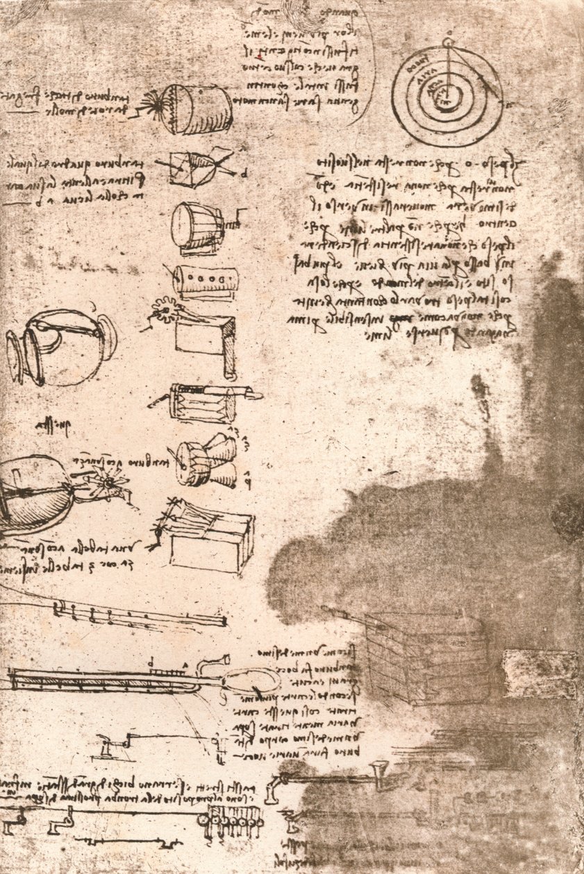 Dibujo de instrumentos musicales y otros objetos, c. 1472-c. 1519, 1883 de Leonardo da Vinci