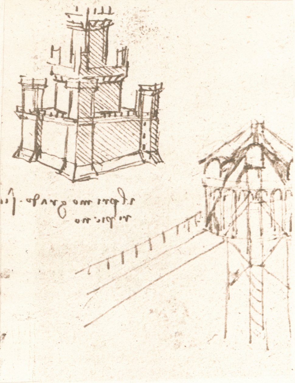 Dibujo de proyectos para castillos y villas de Leonardo da Vinci