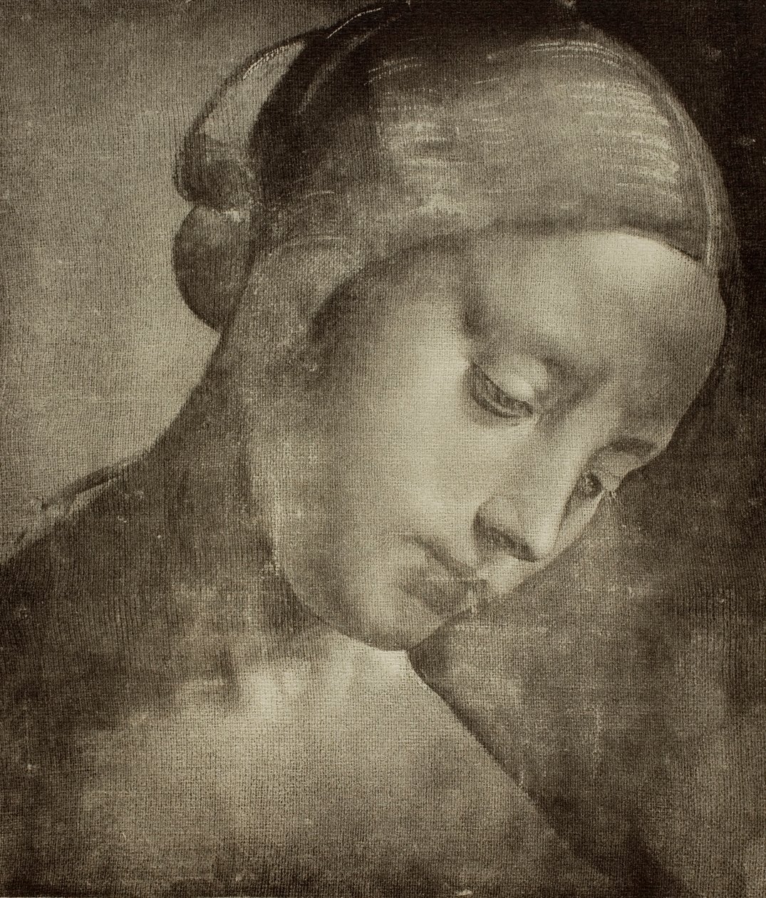 Cabeza femenina, dibujo de Leonardo da Vinci. Gabinetto dei Disegni e delle Stampe, Galería Uffizi, Florencia de Leonardo da Vinci
