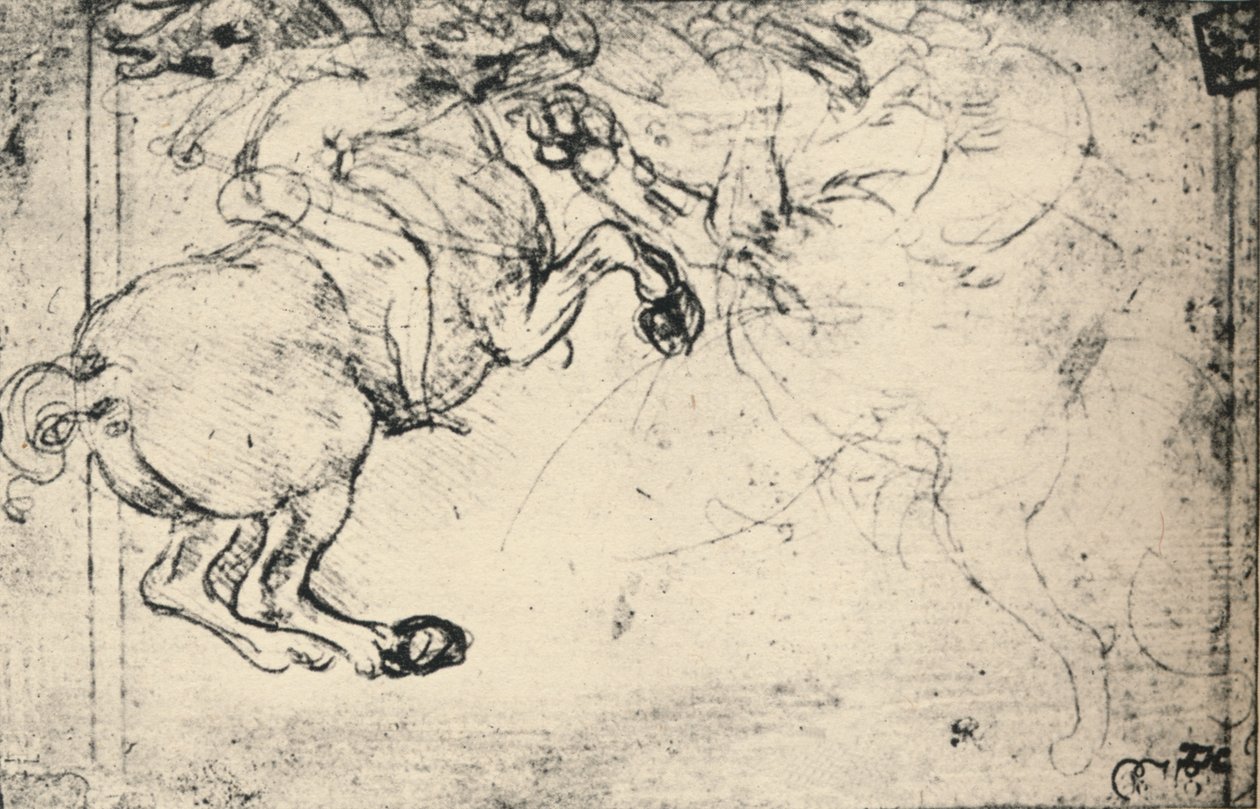 Lucha entre un jinete y un grifo, c1480 1945 de Leonardo da Vinci
