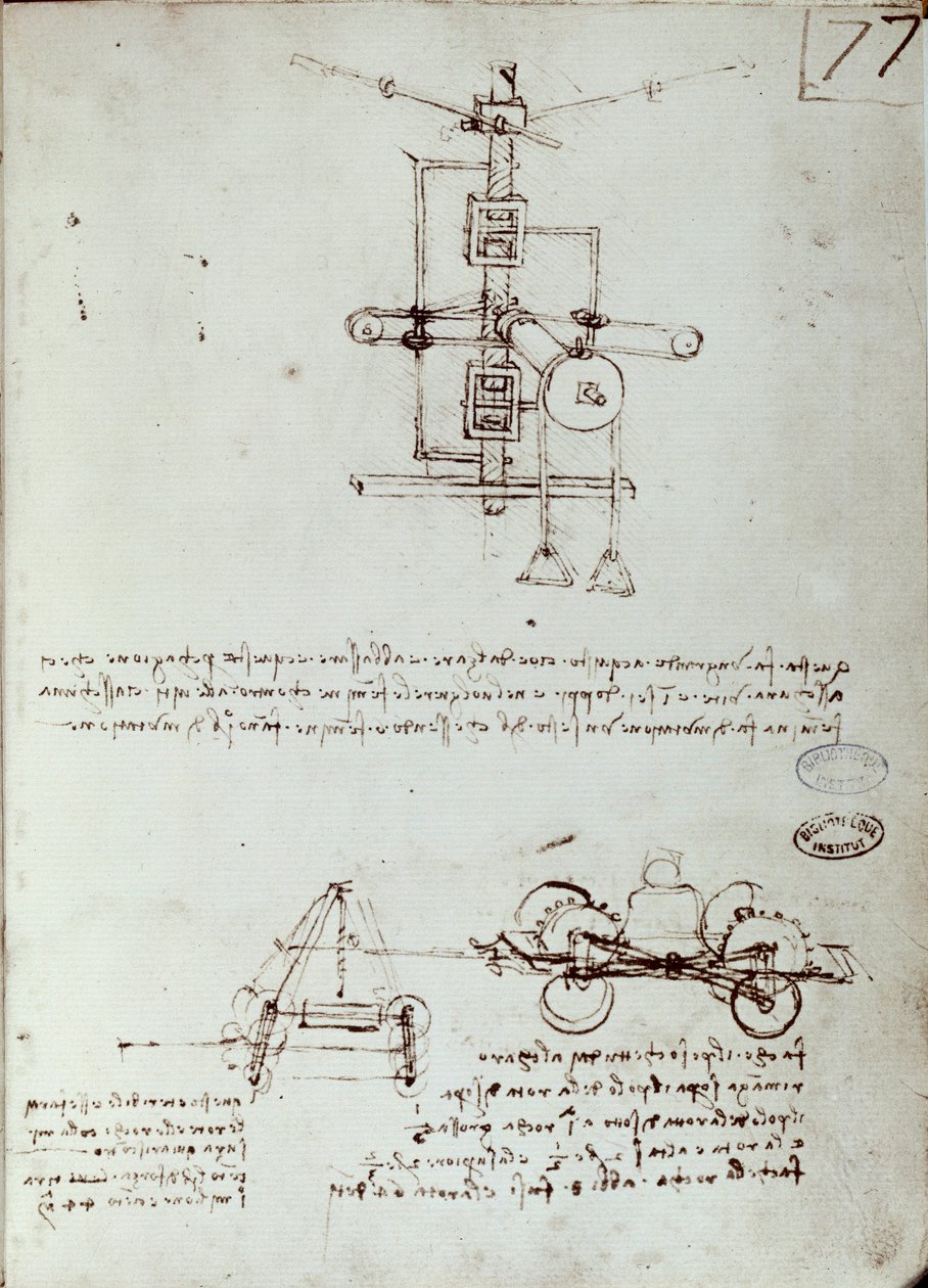 Dibujo de máquina voladora. Manuscrito de Leonardo da Vinci de Leonardo da Vinci