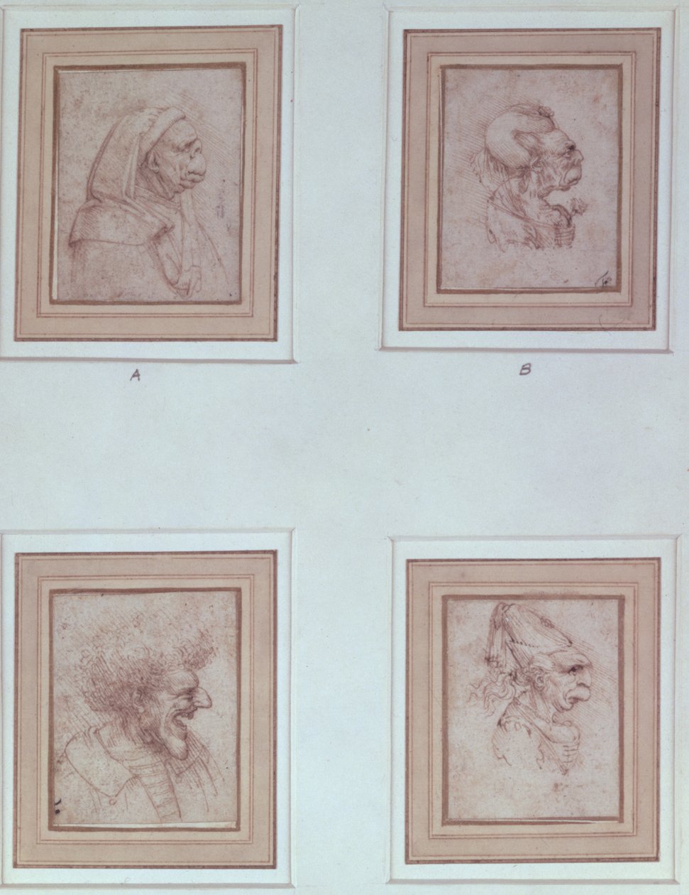 Cuatro caricaturas de Leonardo da Vinci