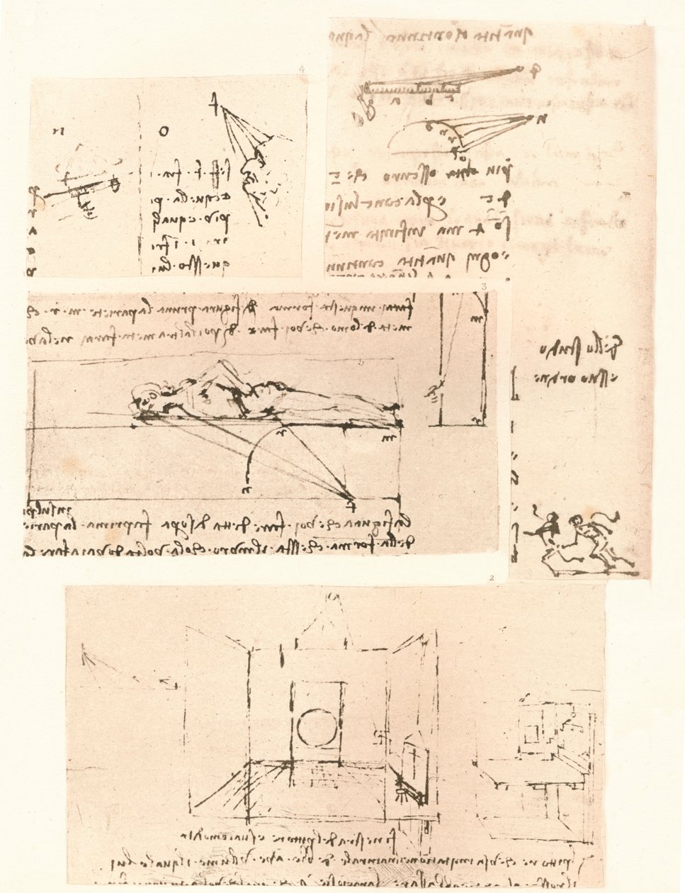 Cuatro dibujos que ilustran la práctica de la pintura de Leonardo da Vinci