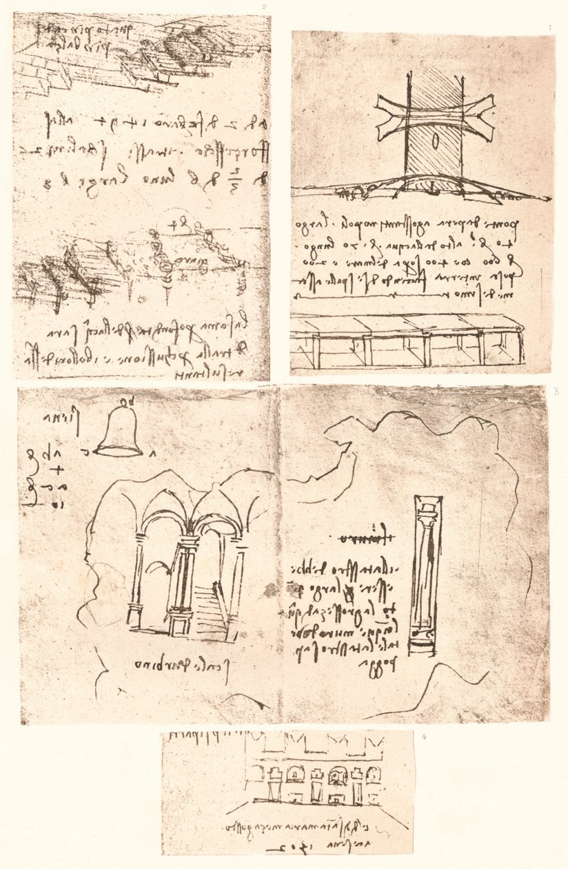 Cuatro dibujos topográficos, c1472-c1519, 1883 de Leonardo da Vinci