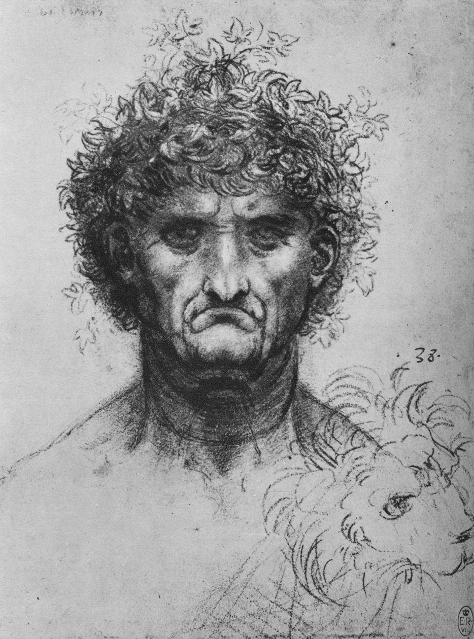 Rostro completo de un anciano con una corona, c1480 1945 de Leonardo da Vinci
