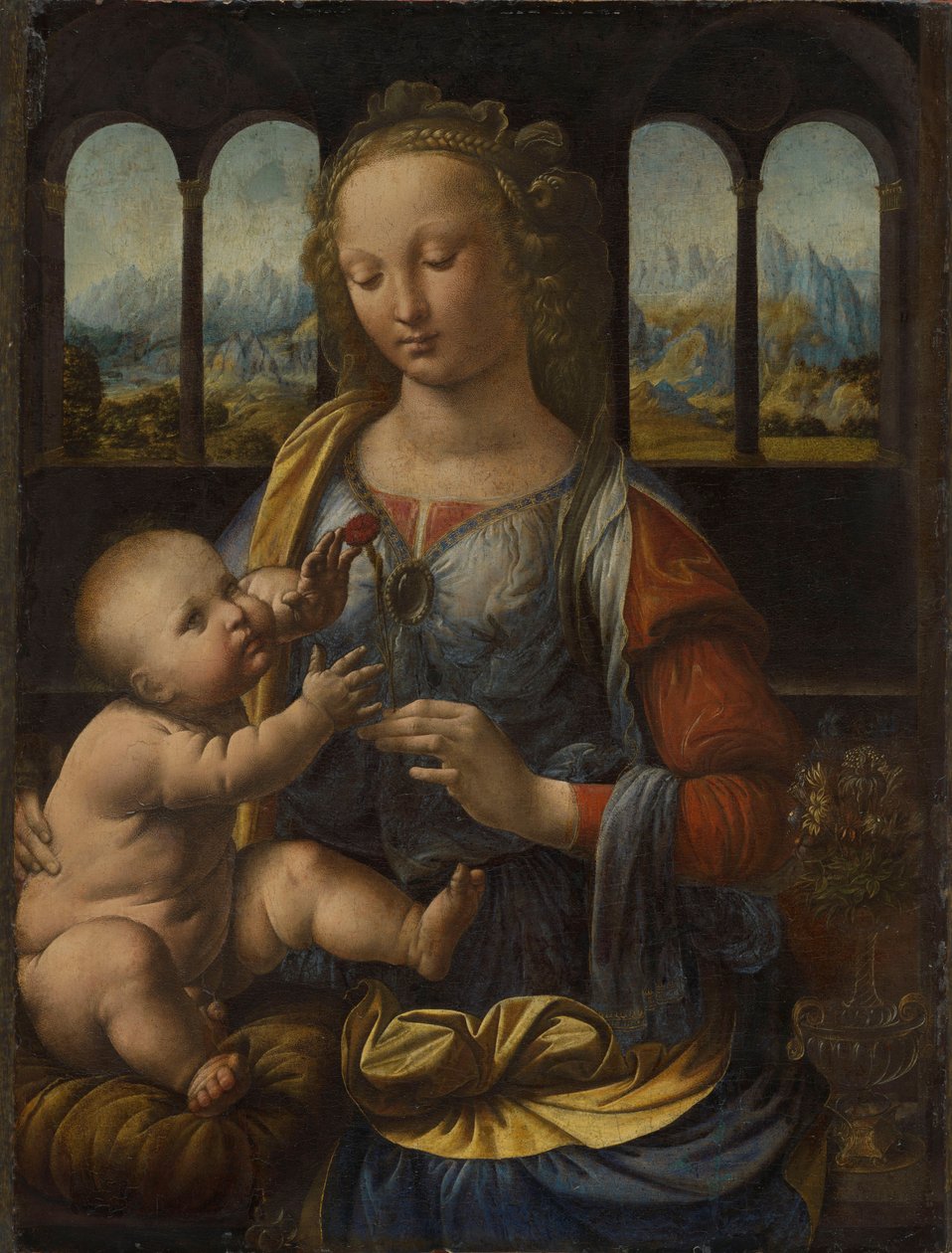Alemán: Madonna mit der Nelke Madonna of the Carnation de Leonardo da Vinci