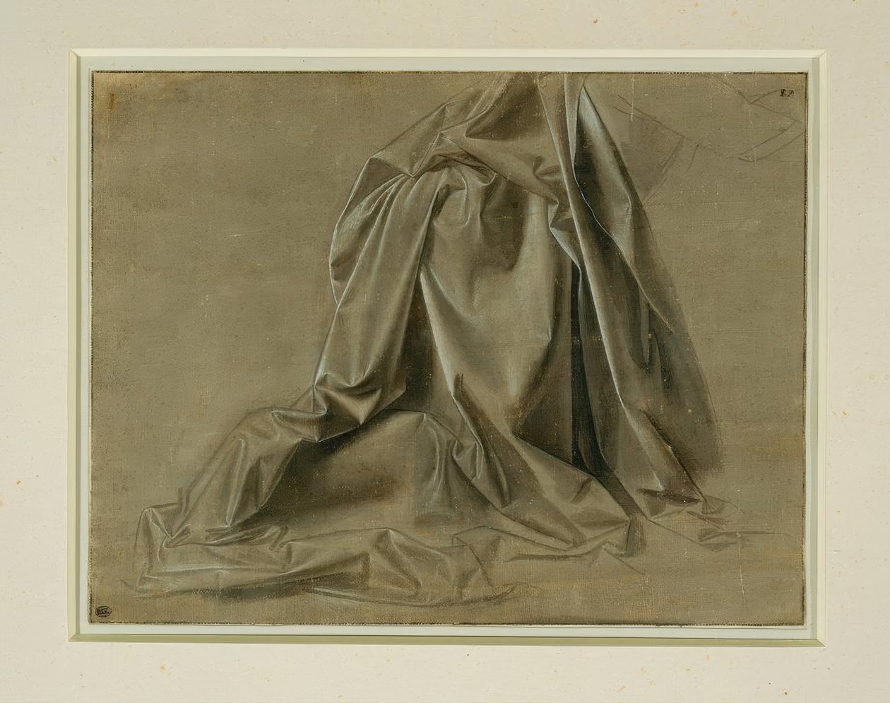 Estudio de vestimenta para una figura arrodillada en perfil perdido de Leonardo da Vinci