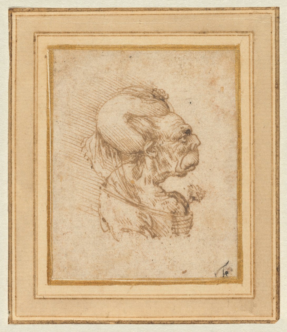 Cabeza grotesca de una anciana de Leonardo da Vinci