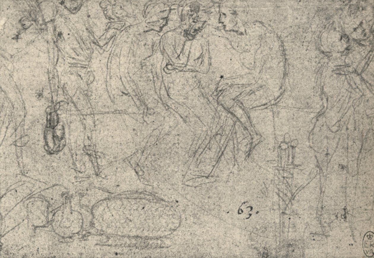 Grupo de Figuras en Conversación, c1480 1945 de Leonardo da Vinci