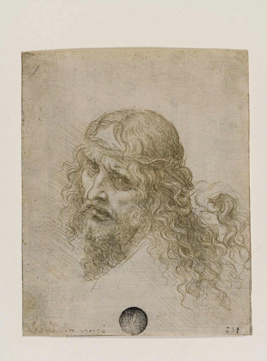 Cabeza de Cristo coronado de espinas, c. 1500 de Leonardo da Vinci