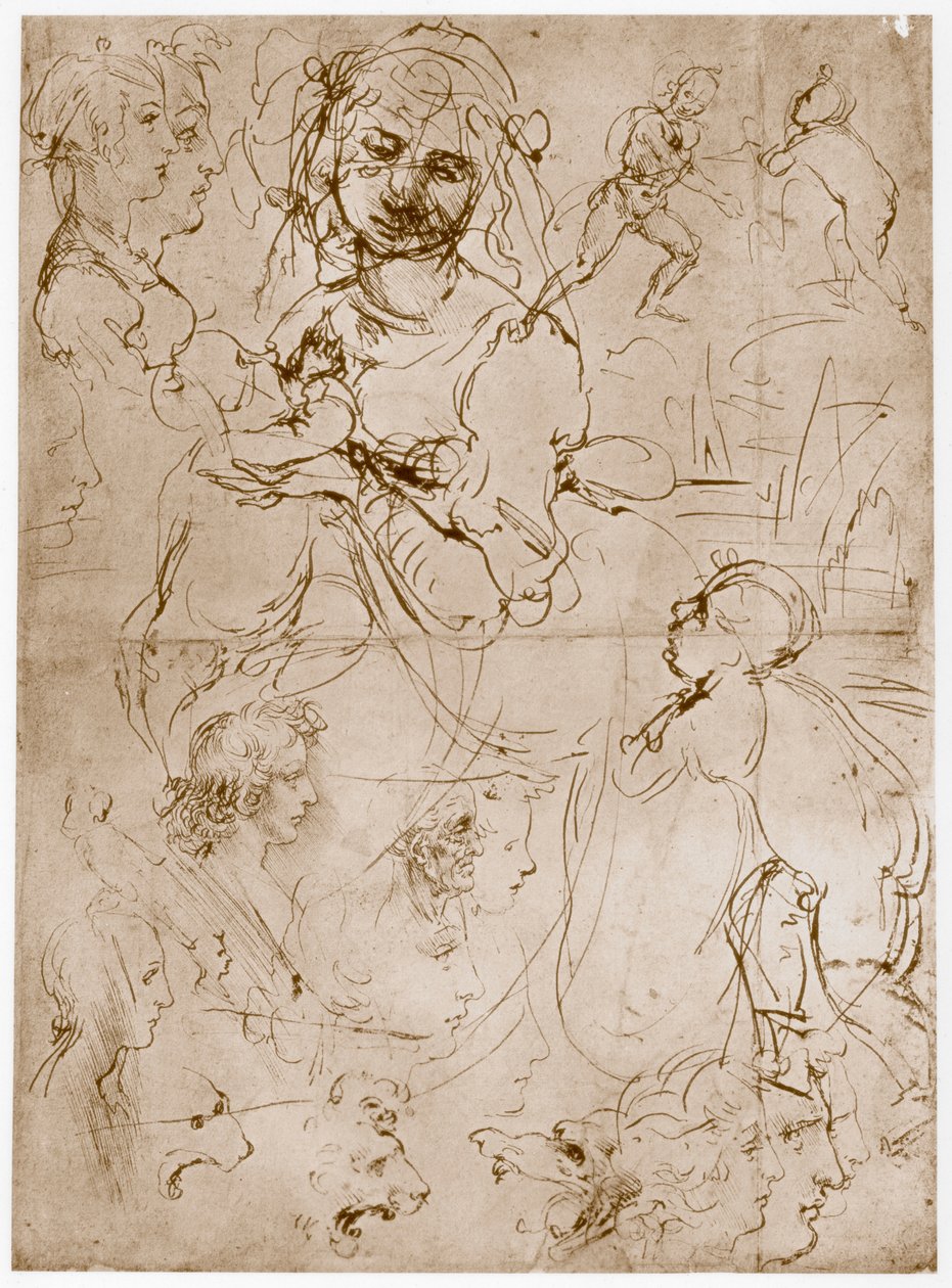 Madonna arrodillada con el Niño y San Juan de Leonardo da Vinci