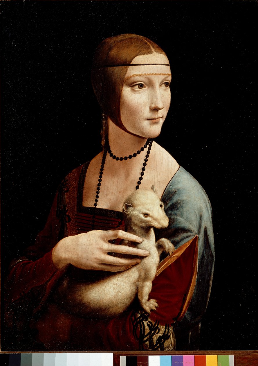 Dama con armiño, Retrato de Cecilia Gallerani, c.1490 (óleo y temple sobre tabla) de Leonardo da Vinci